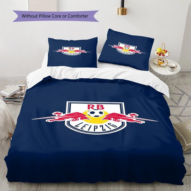 RB Leipzig Logo Muster Bettwäsche Set in Weiß mit 1 Bettbezug und 2 Kissenbezügen, B/H: 135 x 200 cm - Bild 1