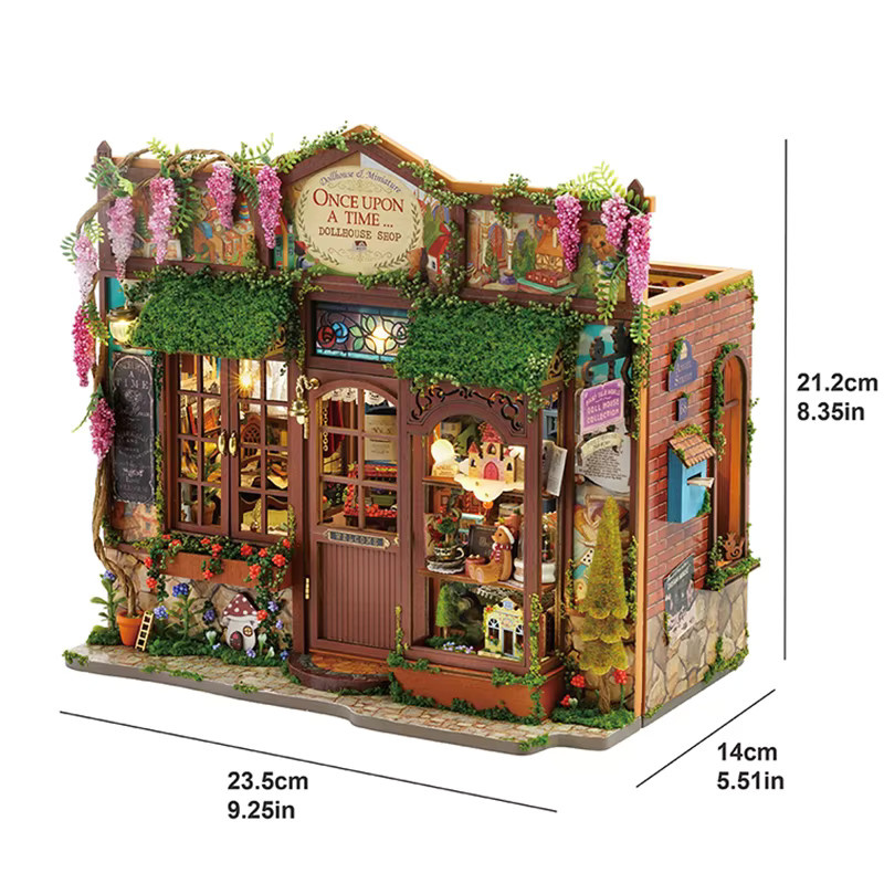 zuuton DIY Holz Puppenhaus Bausatz mit Licht-Kit und Miniatur-Möbeln in Natur und Mehrfarbig - Bild 5