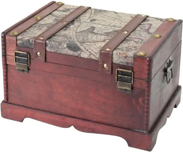 HMF Schatztruhe Schatzkiste aus Holz in Braun im Vintage-Stil, B/T/H: 29 x 20 x 17 cm - Bild 1