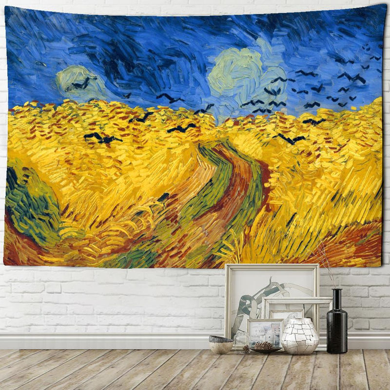 Golden Field Wandbehang Retro Hippie Tapisserie mit psychedelischem Engel-Motiv, mehrfarbig, B: 95 cm, H: 70 cm - Bild 4