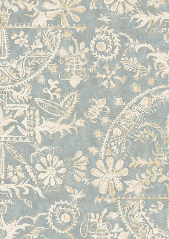Lewis & Wood Tapete Womad Stream in Blau mit floralem Botanical-Design aus Vlies - Bild 2