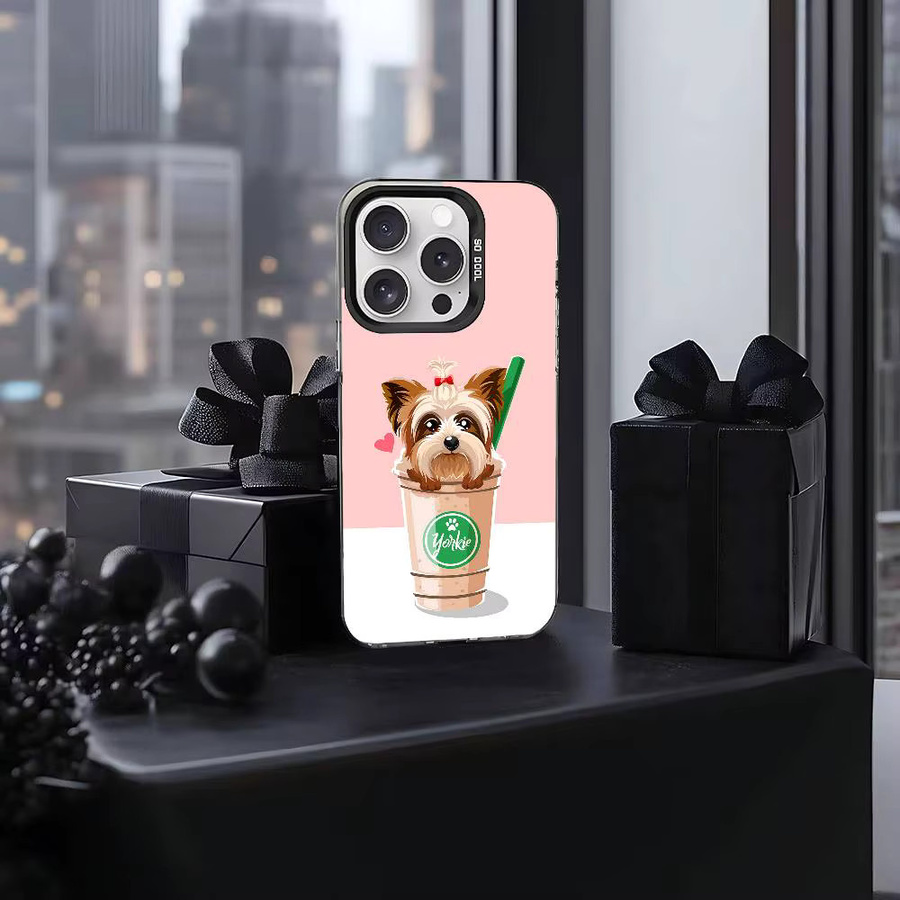 Stoßfeste Handyhülle mit Yorkshire Terrier Motiv für Apple iPhone 11 bis 17 Pro Max Plus in Silber - Bild 2
