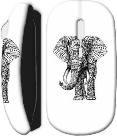 Drahtlose MANIACASE Maus mit schwarzem Elefanten-Mandala Design via Wi-Fi und USB-A - Bild 1