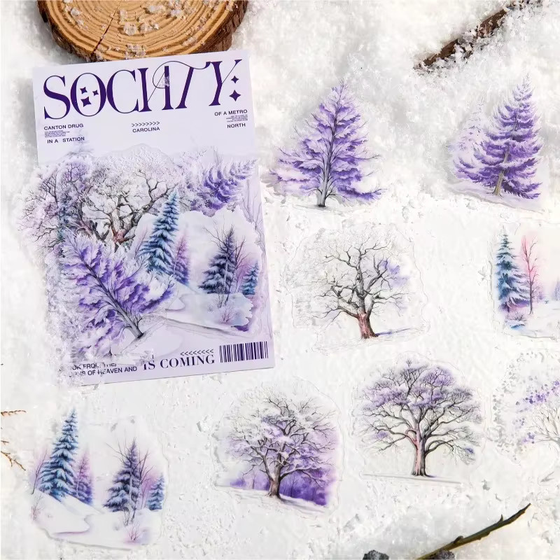 Forest Guild 16er Pack dekorative Wald Aufkleber in Lila und Schneegrün für dein Sammelalbum und Handbuch Zubehör, Größe: 167 x 99 mm - Bild 1
