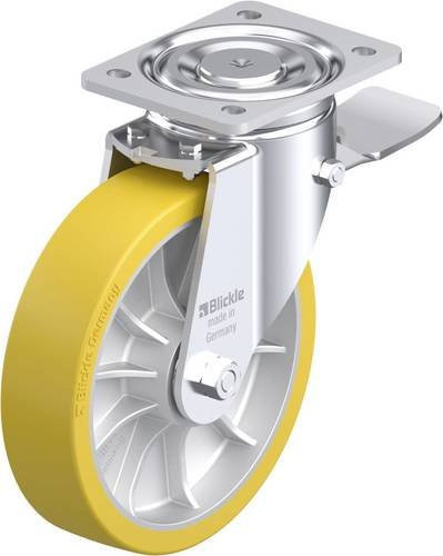 Blickle Stahlblech-Lenkrolle LH-ALTH 202K-ST in Silber und Gelb mit 200 mm Rad-Durchmesser und einer Tragfähigkeit von max. 900 kg - Bild 1