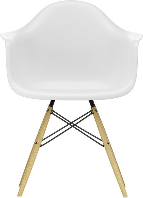 Vitra DAW Eames Plastic Armchair mit Armlehnen in Weiß und Ahornholzgestell - Bild 1
