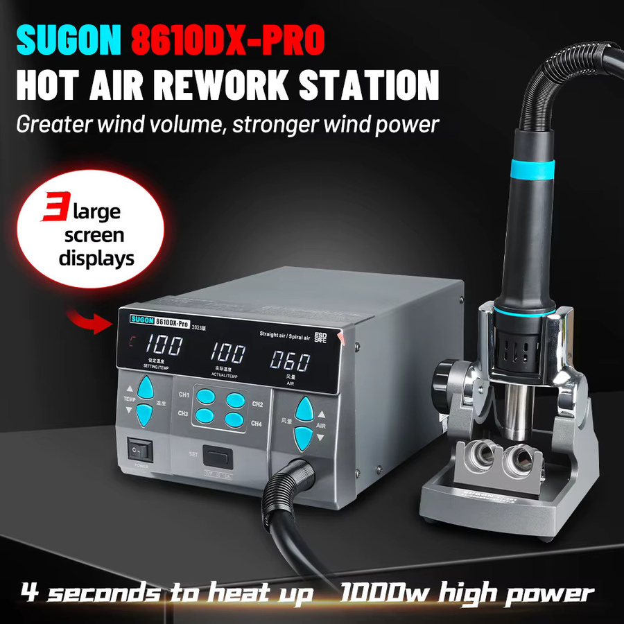 SUGON 8610DX-PRO Entlötstation mit Digitalanzeige und 1000 W Leistung in Grau - Bild 2