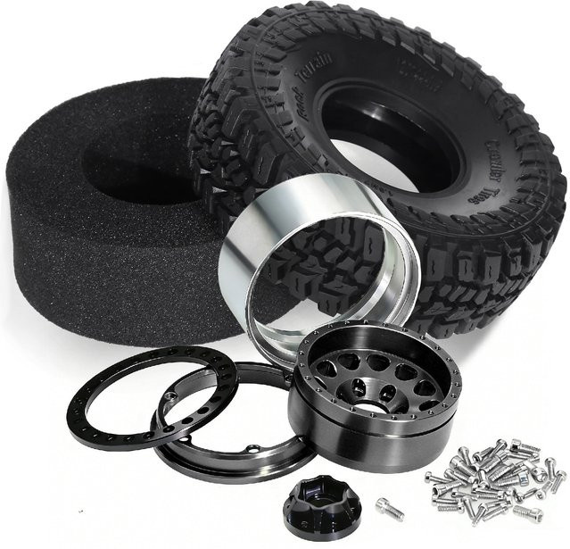 1,9 Zoll Beadlock-Räder und Reifen-Set, schwarz, RC-Crawlerfelgen - Bild 1