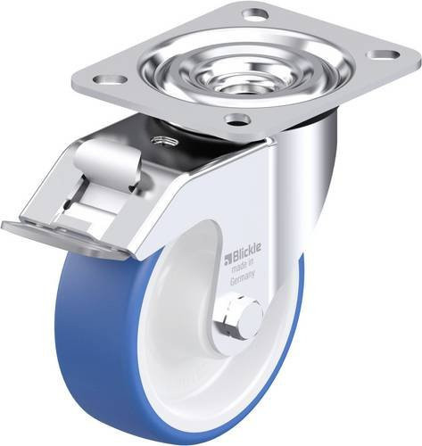 Blickle L-POTHs 100R-FI Stahlblech-Lenkrolle in Blau mit 100 mm Rad-Durchmesser und 200 kg Tragfähigkeit - Bild 1