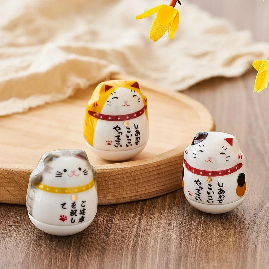 Handgefertigte Keramik Glückskatze als Feng Shui Desktop Ornament in Mehrfarbig - Bild 2