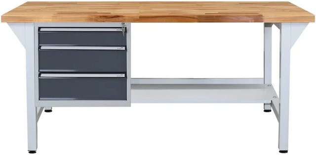 PROREGAL Werkbank Rhino Plus mit 3 Schubladen in Lichtgrau und Anthrazitgrau, H x B x T: 84 x 150 x 70 cm, Traglast 500 kg - Bild 1