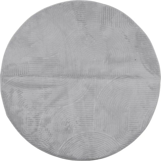 vidaXL Teppich IZA Kurzflor in Grau mit skandinavischem Design, rund, Durchmesser: 160 cm - Bild 1