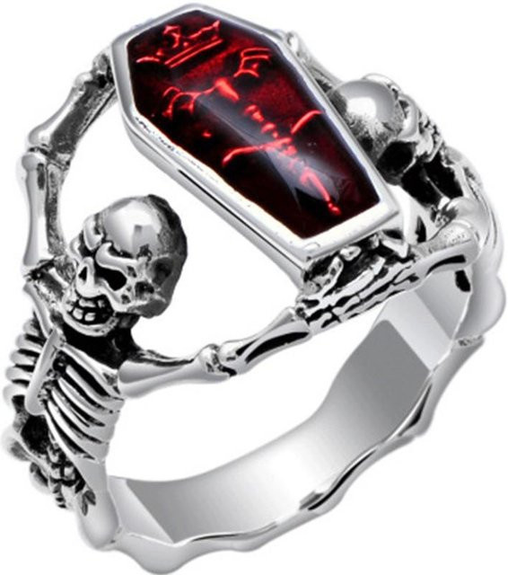 YIRAN Ring, Messing, Schwarz, Herren, Totenkopf - Bild 1