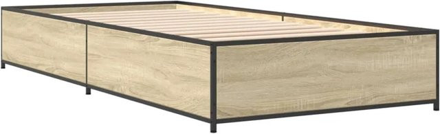 vidaXL Bettgestell Sonoma-Eiche aus Holzwerkstoff und Metall, Farbe Braun, B: 75 cm, L: 190 cm - Bild 1