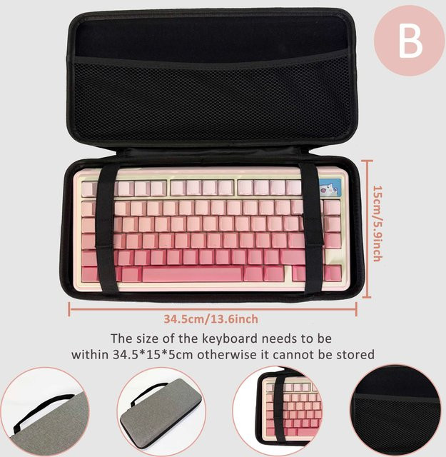 CHUBAN Hartschalen-Tastatur-Aufbewahrungstasche in Grau Schwarz, staubdichte Schutzhülle für mechanische Tastaturen (60, 75, 80, 95, 100 Layout) - Bild 1