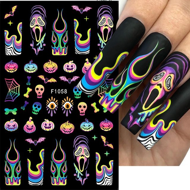 Full Beauty Nail Art Aufkleber Halloween Design, 2 Stück, Matt - Bild 1