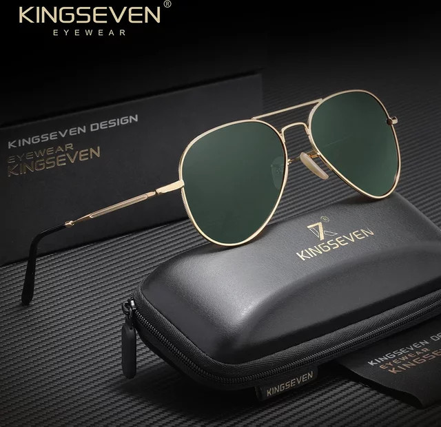 KINGSEVEN Sonnenbrille Pilot, Metall, Gold, Unisex, polarisiert - Bild 1