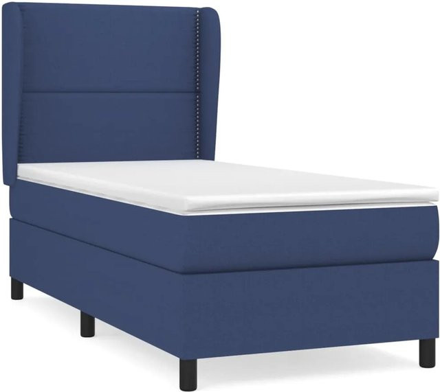 vidaXL Boxspringbett mit Matratze Blau Hybrid-Design mit Taschenfederkern B/T/H: 100 x 200 x 128 cm - Bild 1