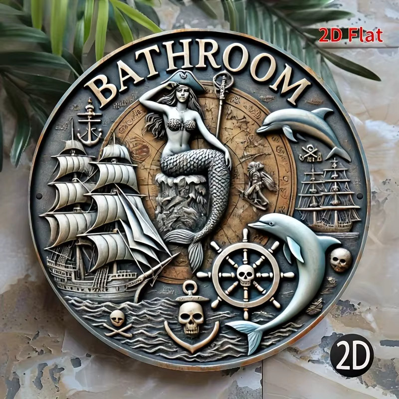 Rundes Vintage-Wandschild aus Metall von Potdemiel mit geometrischen Tier-Motiven in Multicolour zur Dekoration von Garten, Badezimmer oder Büro - Bild 3