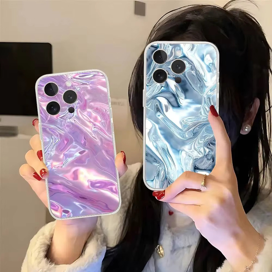 Mesuca Holografische Kunst-Handyhülle für iPhone 11 bis 17 Pro Max Plus, Transparent Multicolour - Bild 3