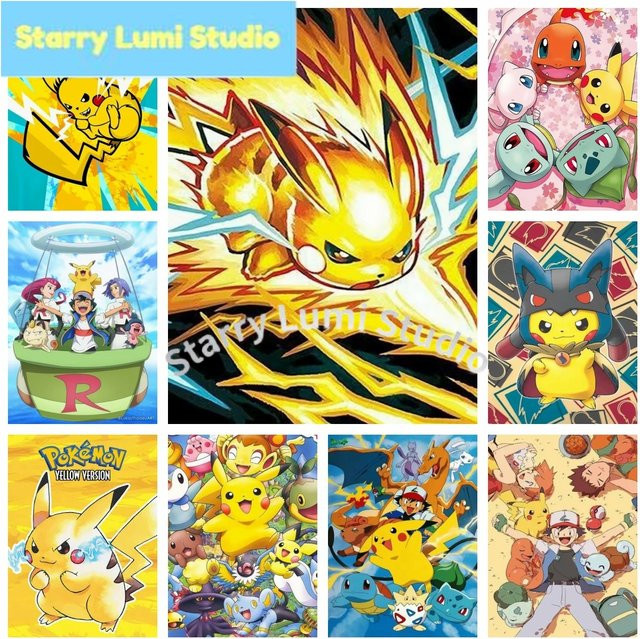 KAYOU 5D DIY Diamant-Malset Pokemon Pikachu Mosaik-Kunstwerk in Multicolour, B/H: 30 x 20 cm - Bild 1
