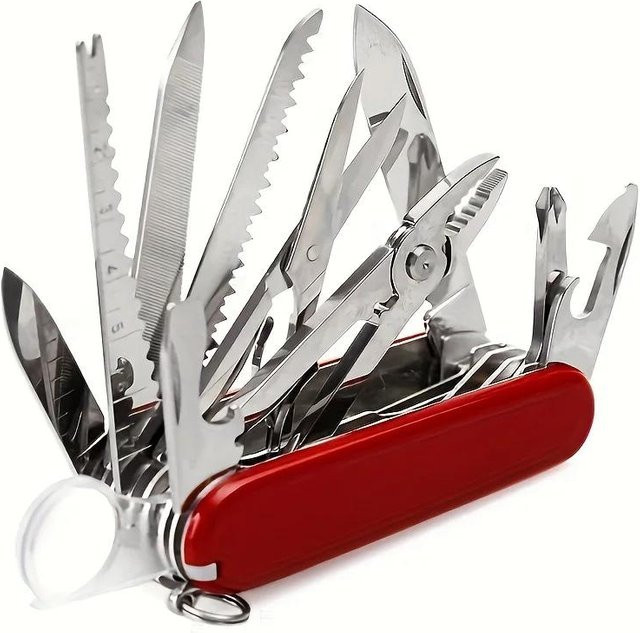 Multifunktionales Outdoor-Messer von YTYIN aus Edelstahl in Rot mit Campingzange und Klappschraubendreher - Bild 1