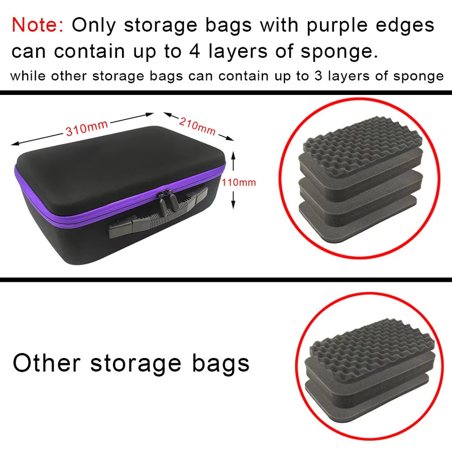 Stoßfeste DIY Hard Carry Case Aufbewahrungstasche mit Schaumstoff und Reißverschluss in Schwarz - Bild 6