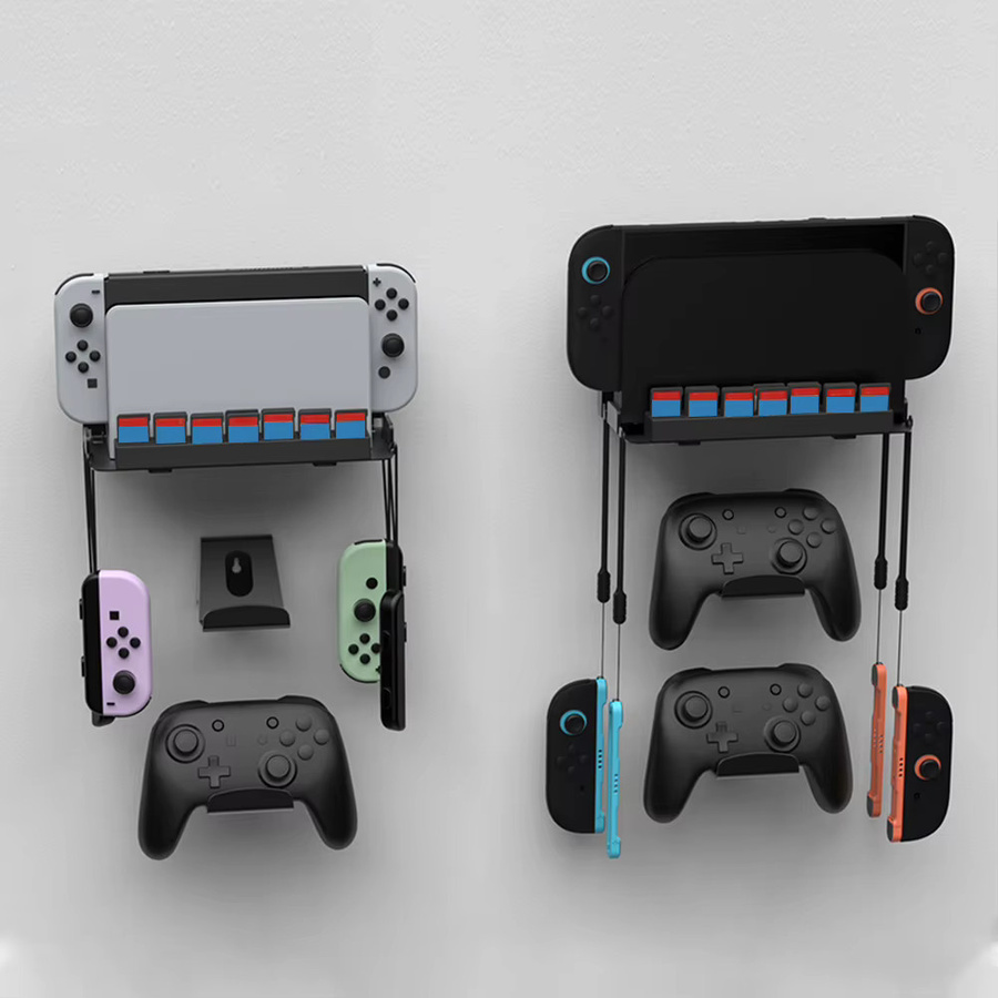 ALLOYSEED Wandmontierter Hostständer in Schwarz mit Controller-Haken für Nintendo Switch, Switch OLED und Switch 2 als Konsolen-Aufbewahrungsregal und Organizer - Bild 3