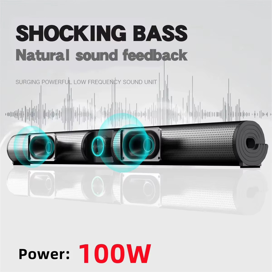 BlitzMax BS-55 Soundbar mit 100 W Bluetooth 5.3, Drahtlose Computerlautsprecher mit RGB-Licht und Shocking Bass Surround Sound in Schwarz - Bild 2