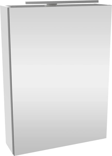 Fackelmann Spiegelschrank SBC für Badezimmer und Gäste-WC in Weiß mit Softclose-Türen, integrierter LED-Beleuchtung und internen Regalen, B/H/T: 50 x 68 x 15,3 cm - Bild 1