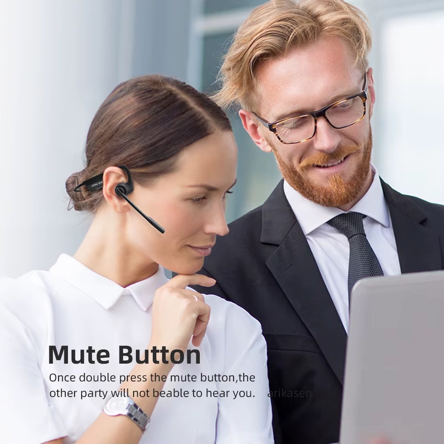 Arikasen Open-Ear-Kopfhörer mit Mikrofon, kabelloses Bluetooth-Headset mit Geräuschunterdrückung, Schwarz - Bild 4