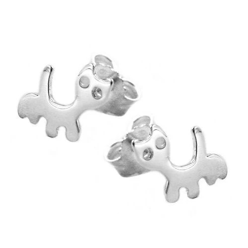 Colfem Ohrstecker stilisierte Katze, 925 Silber, Unisex - Bild 1