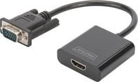 Digitus VGA zu HDMI Konverter DA-70473 in Schwarz mit 3,5 mm Klinkenanschluss für 1920 x 1080 Pixel - Bild 1