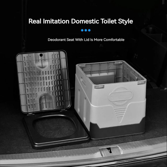 XIANGYANGHUA Faltbare Tragbare Toilette mit Geruchshemmender Aufbewahrungsbox in Grau, B/T/H: 30,0 x 27,0 cm - Bild 1