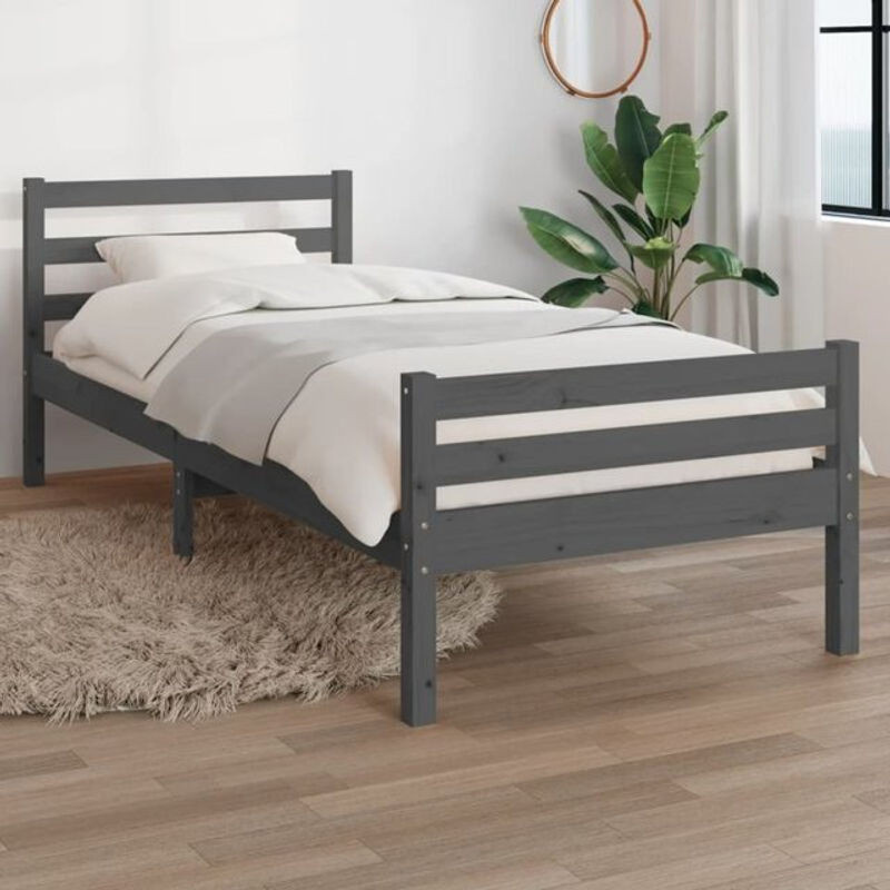Massivholzbett aus Kiefer in Grau von Vidaxl, B/T: 100 x 200 cm - Bild 1