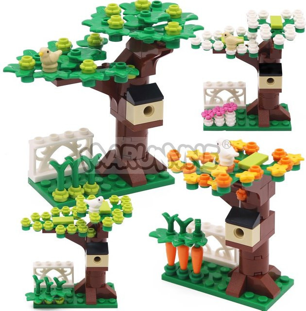 MARUMINE Kleine Partikel MOC Ziegel Baumhaus Set mit Vogel, Bausteine Modell Kit - Bild 1