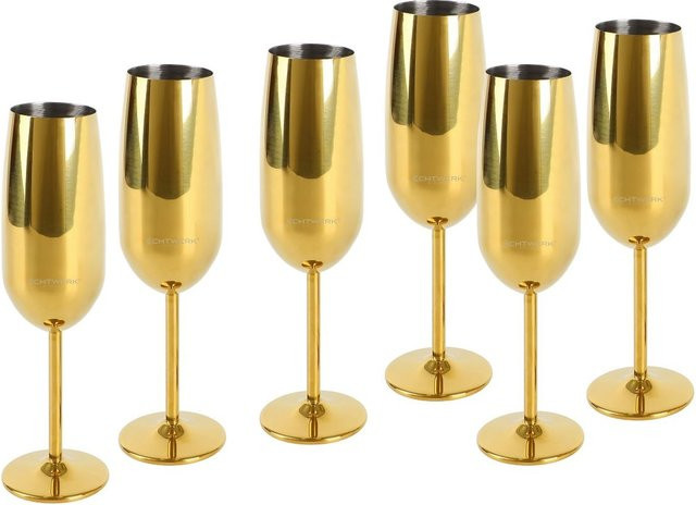 Echtwerk Sekt- und Champagnerkelch Set 6-teilig in Gold aus Edelstahl - Bild 1