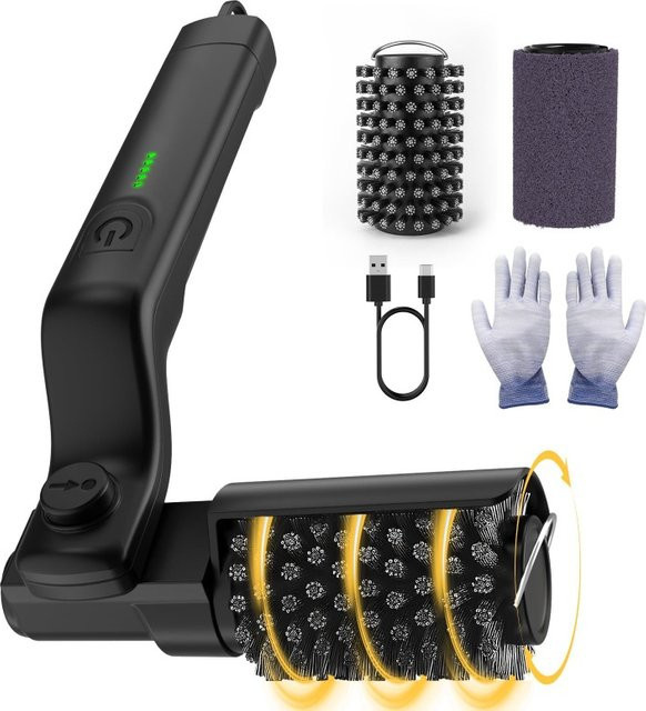 JUSTINLAU Elektrische Grillbürste Schwarz – Wiederaufladbare Kabellose Rotierende BBQ-Bürste für die Outdoor-Grillreinigung - Bild 1