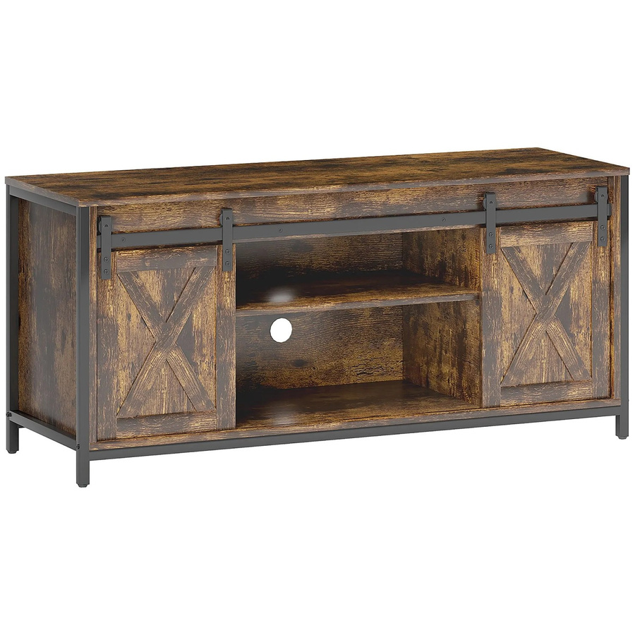 HOMCOM TV Schrank in rustikalem Braun aus Spanplatte und Stahl, B: 120 cm, T: 40 cm, H: 54 cm - Bild 2