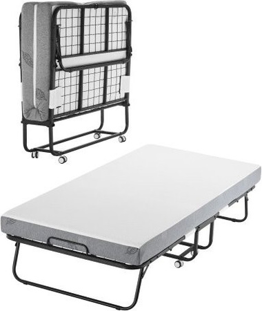 VEVOR Rollbett Klappbett mit Memory Foam Matratze, faltbares Einzelbett aus Metall in Weiß, B/T/H: 98 x 190 x 21 cm