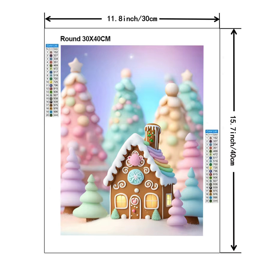 YUTTEE 5D Diamantmalerei Weihnachten Lebkuchen Mann und Haus Mosaik Set in Mehrfarbig, B/H: 30 x 30 cm - Bild 2