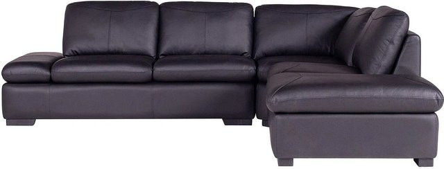 Vente-unique Sofa in L-Form aus Rindsleder und Polyurethan, Schwarz, Breite: 268 cm - Bild 1