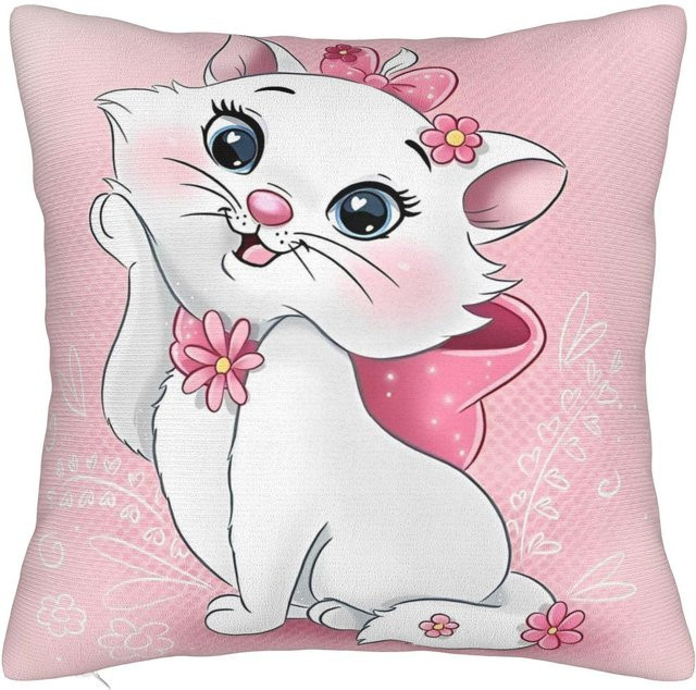Dekorativer Marie Katze Cartoon Kissenbezug aus Polyester in Pink, B/B: 45 x 45 cm - Bild 1