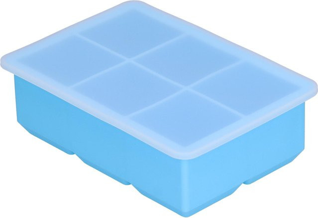 TOMTOP JMS Eiswürfelschale aus Silikon mit Deckel, 6 Zellen, quadratisch, Himmelblau - Bild 1