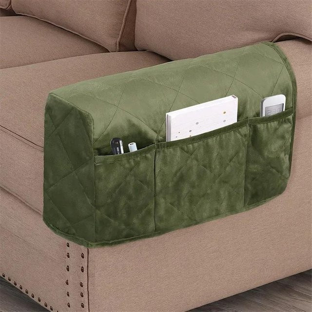 Yiran Furniture Samt Sofalehnenbezug mit Aufbewahrungstasche, 2er-Set, Grün - Bild 1