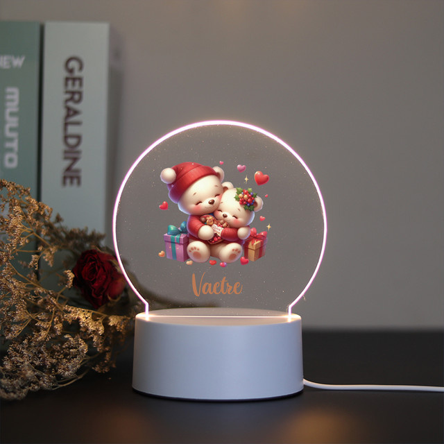 Personalisierbare Bären-Nachtlampe als LED-Kinderspielzeug mit Touch-Funktion und USB-Anschluss in Weiß, Höhe: 14,8 cm, Breite: 12,0 cm - Bild 1