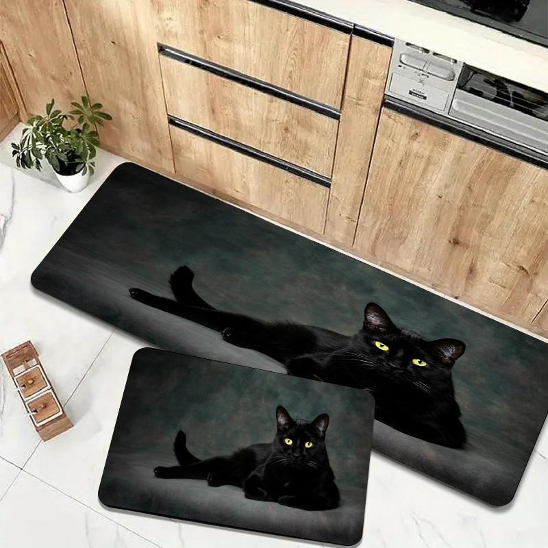 Anti-Ermüdungs-Küchenteppich mit Katzendruck in Schwarz und Weiß, wasserdicht und rutschfest, gepolsterte Küchenmatte B/B/H: 80 x 120 cm - Bild 4