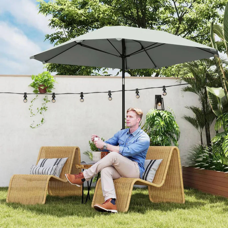 Outsunny Sonnenschirm aus Aluminium in Dunkelgrau mit Polyesterbespannung B/H/T: 233 x 240 x 233 cm - Bild 5