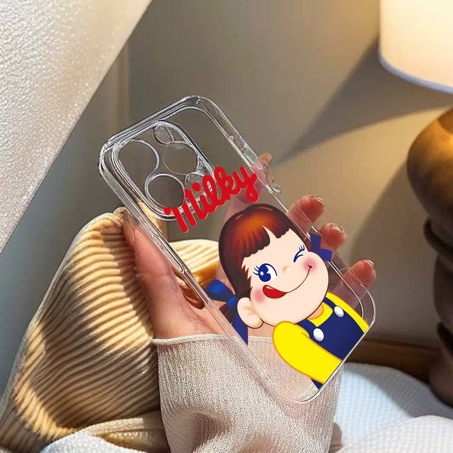 Fujiya Milky Peko Chan Handyhülle für iPhone in Transparent, stoßfeste weiche Schutzhülle - Bild 4