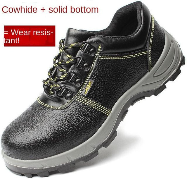 Avant-garde Arbeitsschutzschuhe für Herren aus Leder und Samt in Schwarz, Größe 47, anti-quetsch- und durchtrittssicher sowie abriebfest und atmungsaktiv - Bild 1